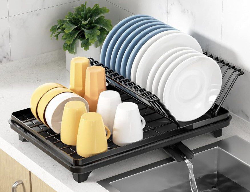 Dish Drying Rack, Colapsable with Drain Spout – $14.99 (Reg. $24)